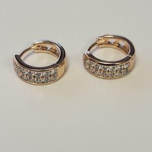 18k gold plated hoops small size with rhinestones